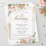 Elegant 50th Wedding Anniversary Watercolor Floral Invitation<br><div class="desc">Celebrate the joy of your 50th (or other number) anniversary with this beautiful elegant anniversary invite! Design with delicate golden beige watercolor stains cascading behind golden frame with exquisite watercolor floral bouquets framing your anniversary details. Ability to customise invitation to any anniversary number you may need and change text to...</div>