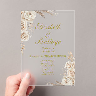 Elegant 50th Wedding Boho Spanish Acrylic Invitations