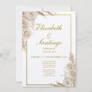 Elegant 50th Wedding Boho Spanish Invitation