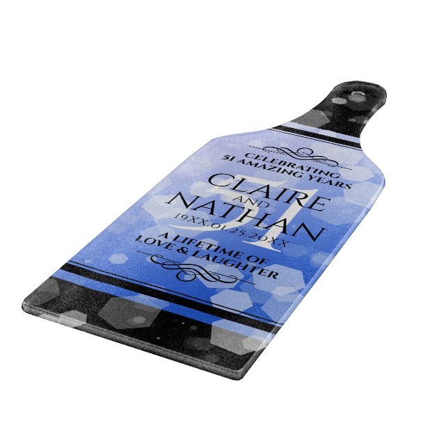 Elegant 51st Sapphire Wedding Anniversary Cutting Board (Corner)