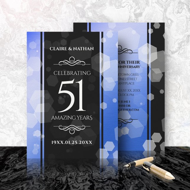Elegant 51st Sapphire Wedding Anniversary Invitation (Creator Uploaded)