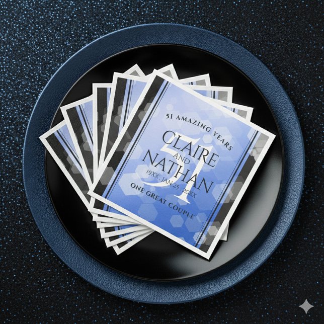 Elegant 51st Sapphire Wedding Anniversary Napkin (Elegant 51st Sapphire Wedding Anniversary Napkins Cover Photo)