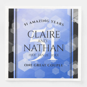 Elegant 51st Sapphire Wedding Anniversary Napkin