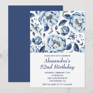 Elegant 52nd birthday invitations Floral Vintage