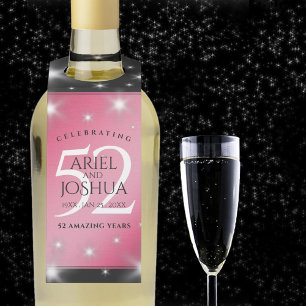 Elegant 52nd Star Ruby Wedding Anniversary Bottle Tag