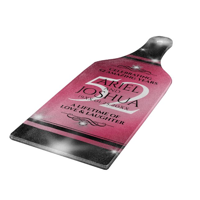 Elegant 52nd Star Ruby Wedding Anniversary Cutting Board (Corner)