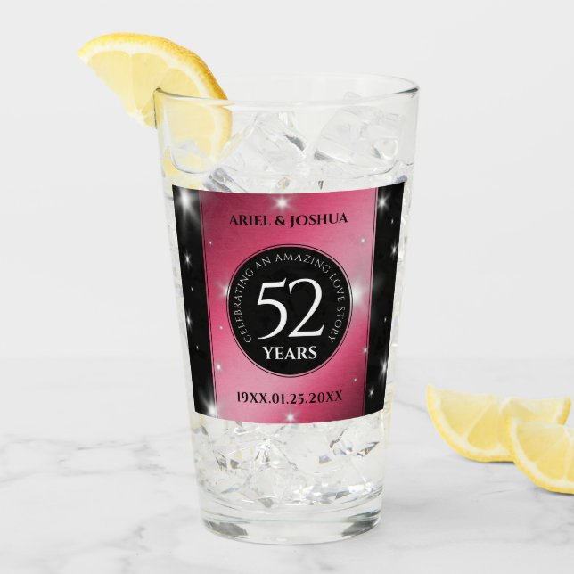 Elegant 52nd Star Ruby Wedding Anniversary Glass (Front Ice)