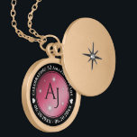 Elegant 52nd Star Ruby Wedding Anniversary Gold Plated Necklace<br><div class="desc">Celebrate the 52nd wedding anniversary with this commemorative locket! Elegant black and white lettering with stylised stars twinkling on a rubine red background add a memorable touch for this special occasion and extraordinary milestone. Customise with couple's initials, a special message, and dates for their star sapphire anniversary. Design © W.H....</div>