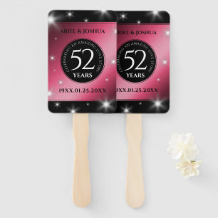 Elegant 52nd Star Ruby Wedding Anniversary Hand Fan