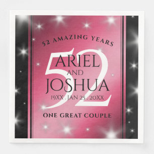 Elegant 52nd Star Ruby Wedding Anniversary Napkin