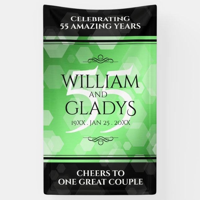 Elegant 55th Emerald Wedding Anniversary Banner (Vertical)