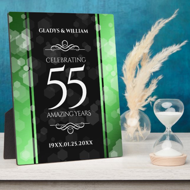 Elegant 55th Emerald Wedding Anniversary Plaque (Side)