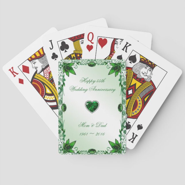Elegant 55th Wedding Anniversary Playing Cards (Back)