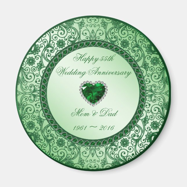 Elegant 55th Wedding Anniversary Round Magnet (Front)