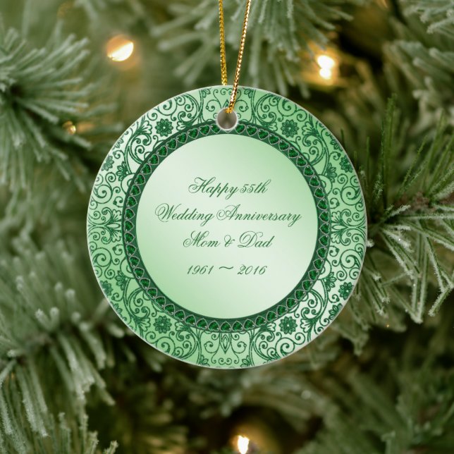 Elegant 55th Wedding Anniversary Round Ornament (Tree)