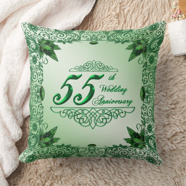 Elegant 55th Wedding Anniversary Throw Pillow (Blanket)