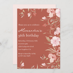 Elegant 56th birthday invitations Floral Chic 