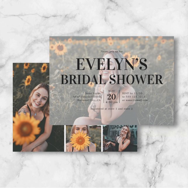 Elegant 5 Photo Bridal Shower Invitation (Creator Uploaded)
