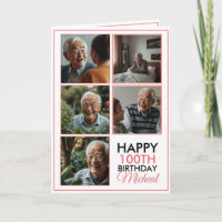 Elegant 5 Photo Collage 100th Birthday