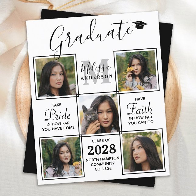Elegant 5 Photo Collage Graduation Invite Budget  (Creator Uploaded)