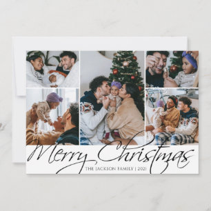 Elegant 5 Photo Merry Christmas Photo Card