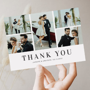 Elegant 5 Photo Wedding Thank You Card