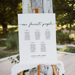 Elegant 5 Tables Favourite People Seating Chart