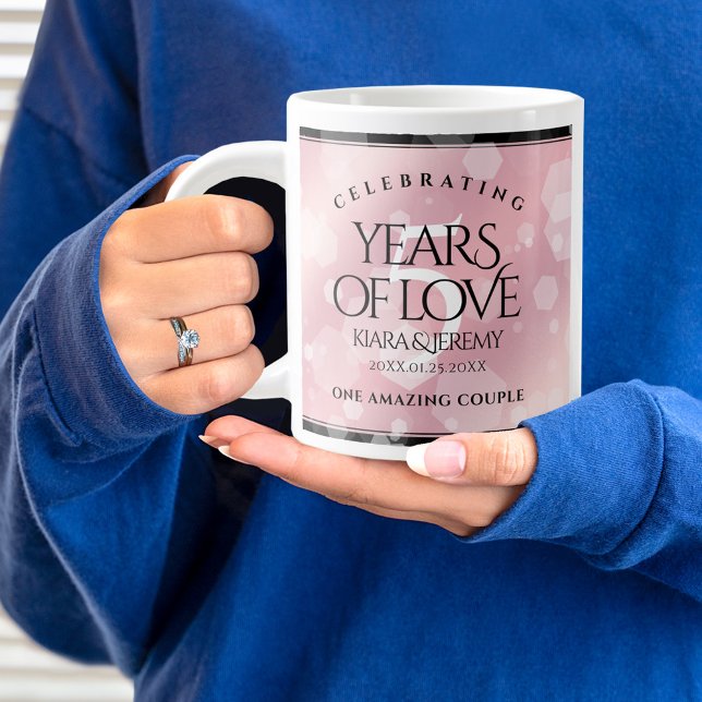 Elegant 5th Rose Quartz Wedding Anniversary Large Coffee Mug (5th Wedding Anniversary Jumbo Coffee Mug Cover Photo (Rose Quartz).)