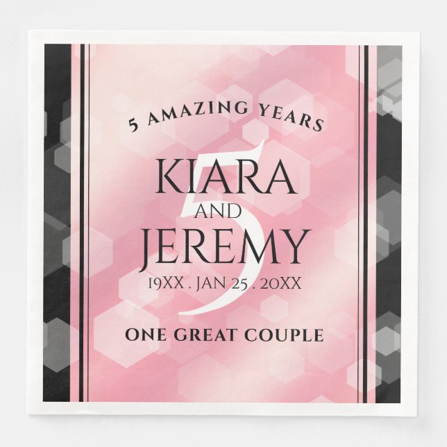 Elegant 5th Rose Quartz Wedding Anniversary Napkin (Front)
