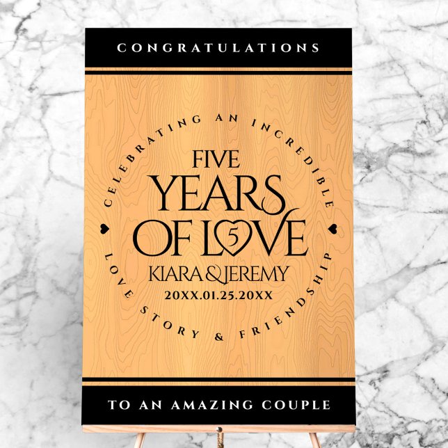 Elegant 5th Wood Wedding Anniversary Celebration Acrylic Sign (Elegant 5th Wood Wedding Anniversary Acrylic Sign Cover Photo)