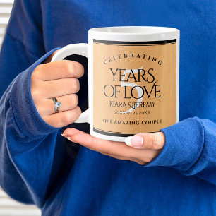 Elegant 5th Wood Wedding Anniversary Celebration Large Coffee Mug
