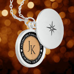 Elegant 5th Wood Wedding Anniversary Celebration Locket Necklace<br><div class="desc">Celebrate the 5th wedding anniversary with this commemorative locket! Elegant black and white lettering on a faux, light wood grain background add a memorable touch for this special occasion and milestone. Customise with couple's initials, a special message, and dates for their wood anniversary. Design © W.H. Sim. See more at...</div>