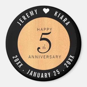 Elegant 5th Wood Wedding Anniversary Celebration Magnet