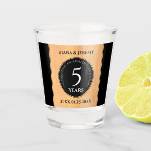 Elegant 5th Wood Wedding Anniversary Celebration Shot Glass