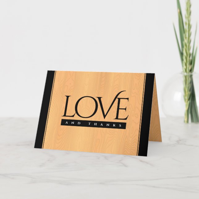 Elegant 5th Wood Wedding Anniversary Celebration Thank You Card (Front)