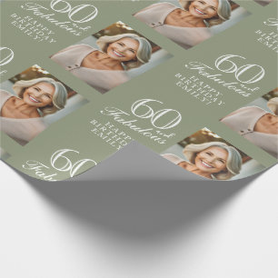 Elegant 60 and Fabulous 60th Birthday Photo Wrapping Paper
