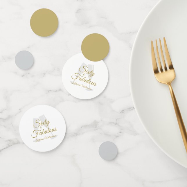 Elegant 60 and Fabulous Birthday Party White Gold  Confetti (Group)