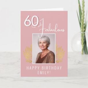 Elegant 60 and Fabulous Twigs 60th Birthday Photo Card