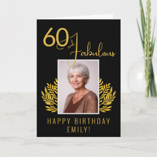 Elegant 60 and Fabulous Twigs 60th Birthday Photo Card