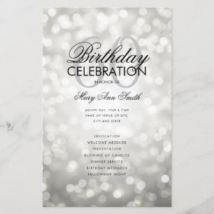 Elegant 60 Birthday Program Lights Silver Menu