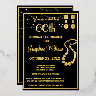 Elegant 60 Sixty Birthday Black REAL Gold  