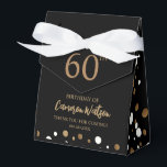 Elegant 60th birthday Black gold Confetti Custom Favour Box<br><div class="desc">Celebrate a milestone birthday in style with our Elegant 60th Birthday Black Gold Confetti Custom Favour Box. The gold, black, and white confetti theme adds a touch of glamour to the 60th birthday celebration. Make it truly special by personalising and customising this favour box with the name of the celebrant,...</div>