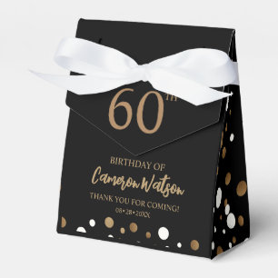 Elegant 60th birthday Black gold Confetti Custom Favour Box