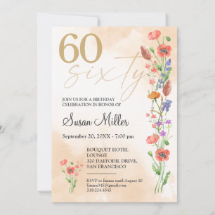 Elegant 60th Birthday – Elegant Watercolor Design Invitation