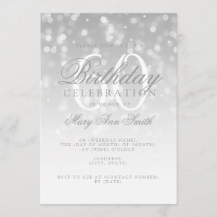 Elegant 60th Birthday Gold Bokeh Sparkle Lights Invitation