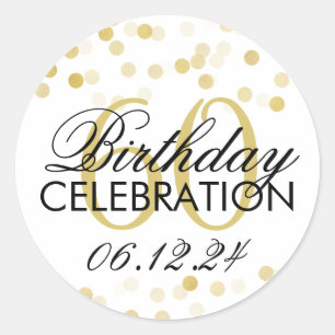 Elegant 60th Birthday Gold Foil Glitter Lights Classic Round Sticker