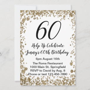 Elegant 60th Birthday Invitation For Her in Gold