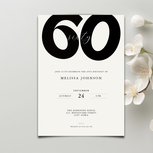 Elegant 60th Birthday Invitation - Minimal Style (Creator Uploaded)