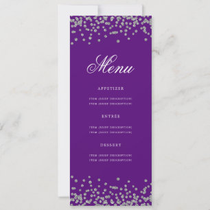 Elegant 60th Birthday Menu Silver Purple Invitation