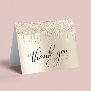Elegant 60th Birthday Party Gold Glitter Thank You Card
